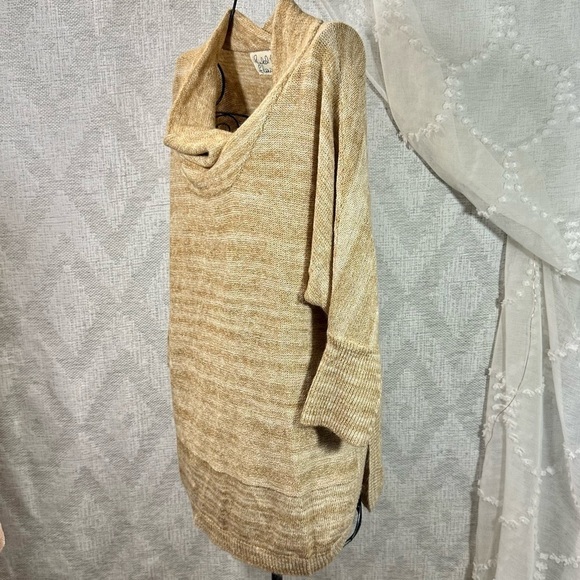Anthropologie field flower tan knit cowl neck tunic sweater size S - Picture 6 of 11